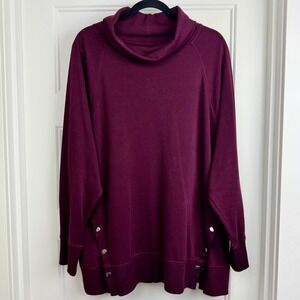 Maurices Cowl Neck Tunic Top Snap Accent Pullover Comfy‎ Casual XXL